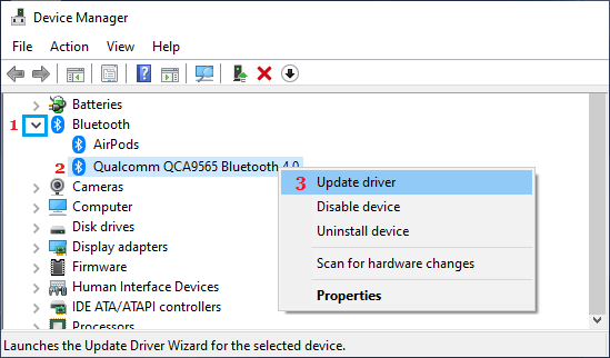 update my bluetooth driver for windows 10